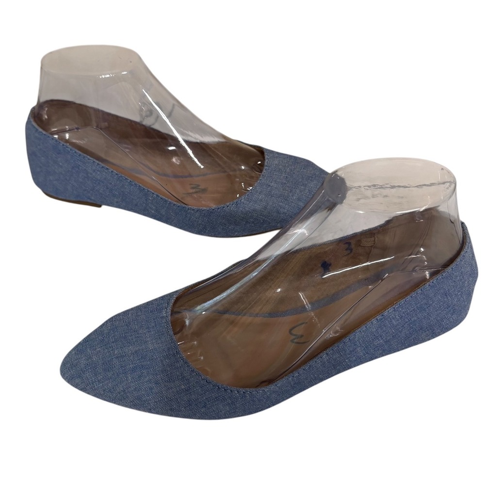 Old Navy Ballet Flats Women Size 7 Chambray Pointed Toe‎ Slip On Minimalist